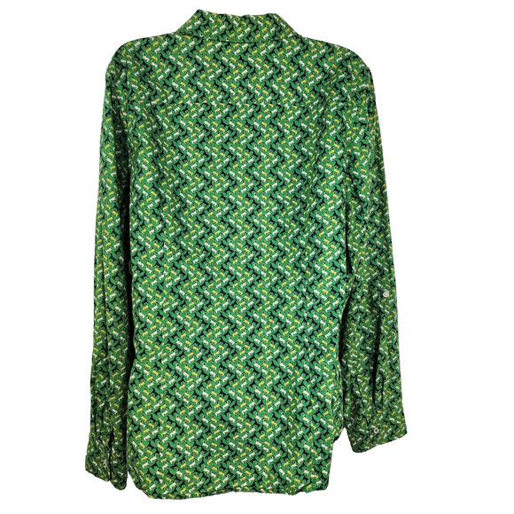 Talbots Shirt Size 14 Button Up Roll Tab Long Sleeves Equestrian Horse Green - Picture 2 of 10